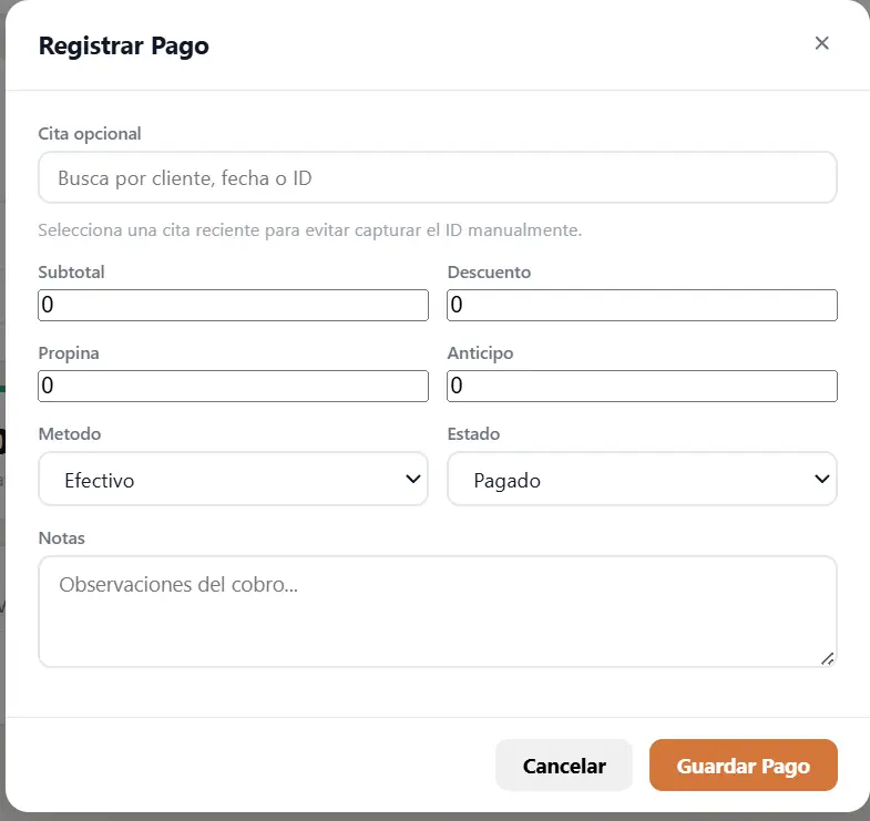 Registro de pagos